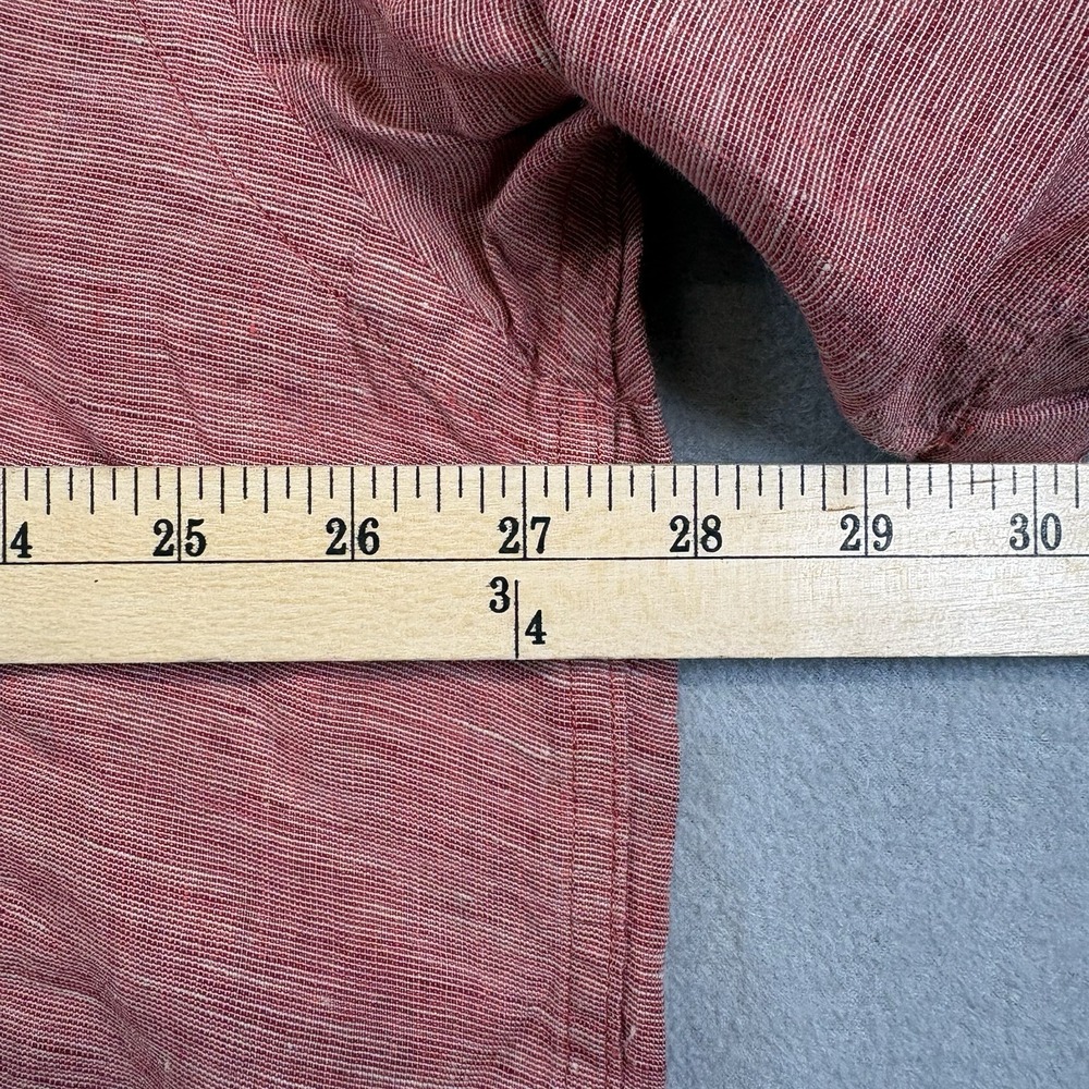 Orvis 100% Linen Shirt Mens XL Red Check Button Short Sleeve Casual Lightweight - Picture 3 of 7